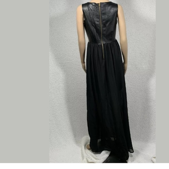 White Crow Women's M Faux Leather Bodice Maxi Dress - Picture 5 of 7